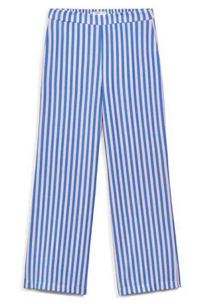 Mango Stripe-print Straight Trousers Blue In Blue