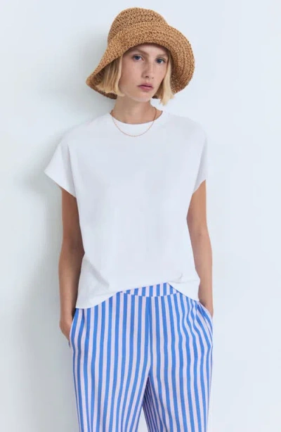 Mango Stripe-print Straight Trousers Blue In Blue