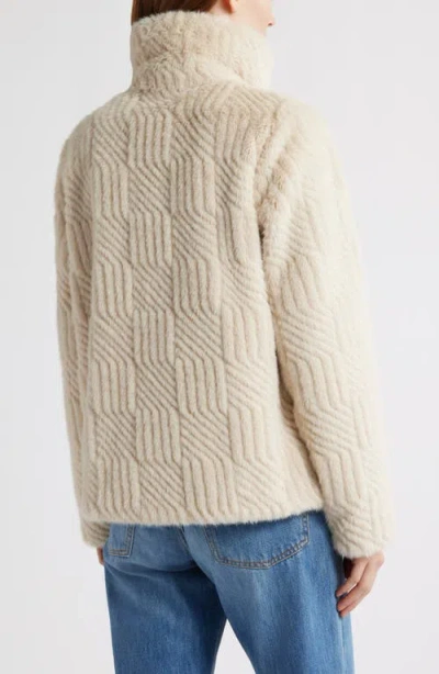 Bernardo Square Pattern Faux Fur Coat In Neutral