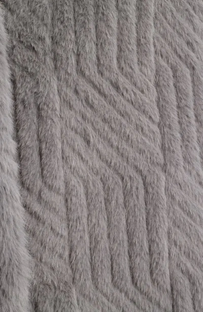 Bernardo Square Pattern Faux Fur Coat In Gray