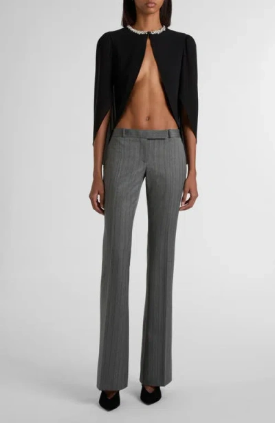 Alexander Mcqueen Mcqueen Crystal Embellished Silk Georgette Cape Top In Black