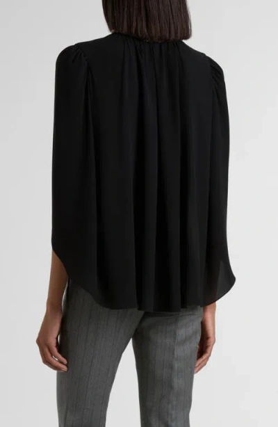 Alexander Mcqueen Mcqueen Crystal Embellished Silk Georgette Cape Top In Black