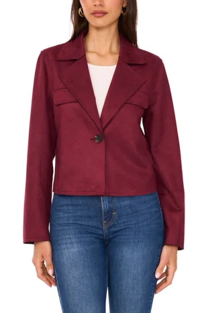 Vince Camuto One-button Faux Suede Jacket In Burgundy