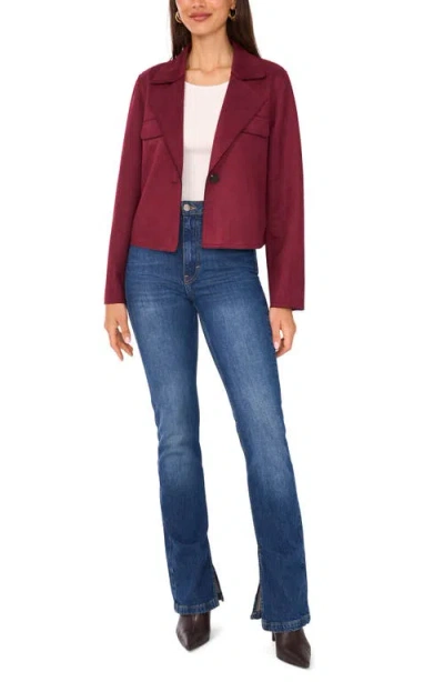 Vince Camuto One-button Faux Suede Jacket In Burgundy