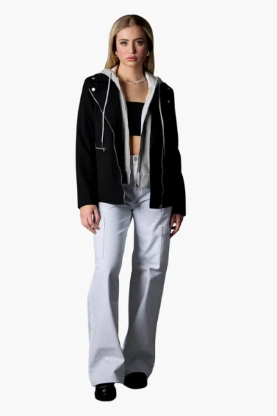 Blue Revival Helen Moto Blazer With Removable Grey Hoodie Insert
