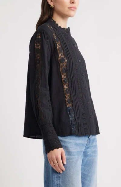 Caslonr Caslon(r) Pretty Lace Panel Button-up Shirt