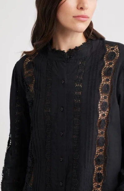 Caslonr Caslon(r) Pretty Lace Panel Button-up Shirt