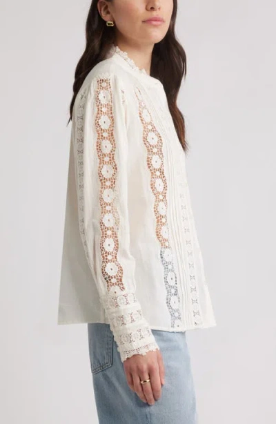 Caslonr Caslon(r) Pretty Lace Panel Button-up Shirt