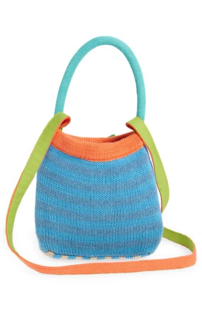 Yanyan Embellished Stripe Cotton Knit Handbag