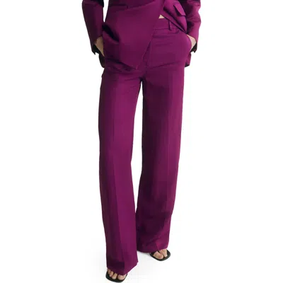 Mango Straight Leg Suit Trousers In Purple