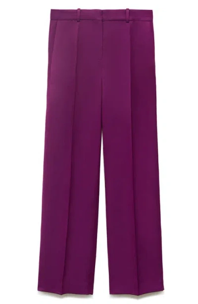 Mango Straight Leg Suit Trousers In Purple