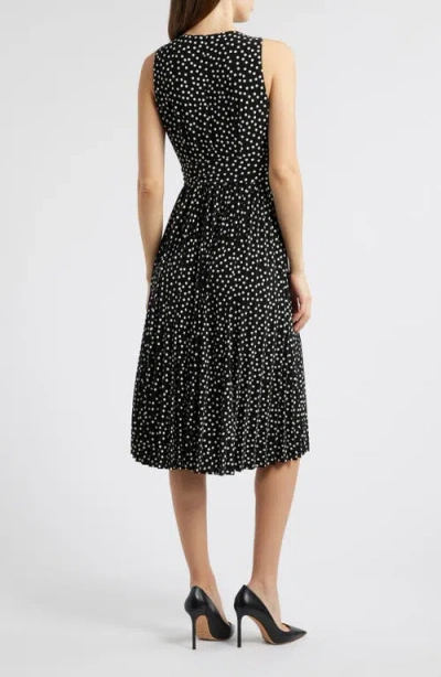 Anne Klein Polka Dot Pleat Skirt Midi Dress