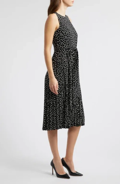 Anne Klein Polka Dot Pleat Skirt Midi Dress