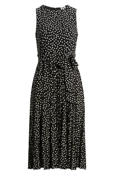 Anne Klein Polka Dot Pleat Skirt Midi Dress