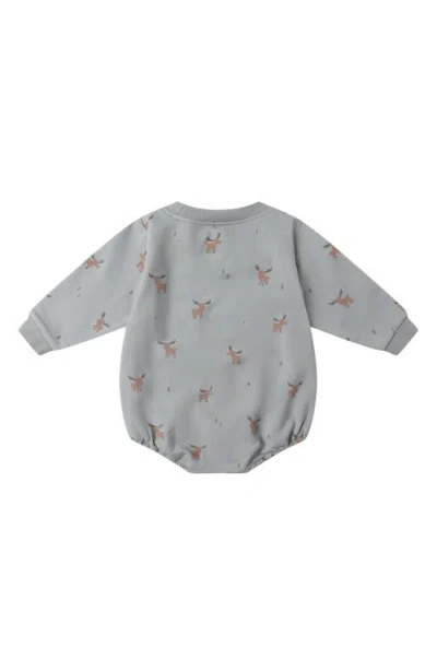 Quincy Mae Moose Print Stretch Cotton Bodysuit In Gray