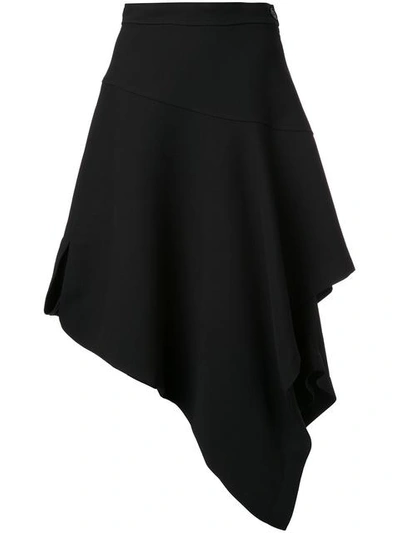 Jw Anderson Asymmetric-hem Draped Cotton-poplin Skirt In Black