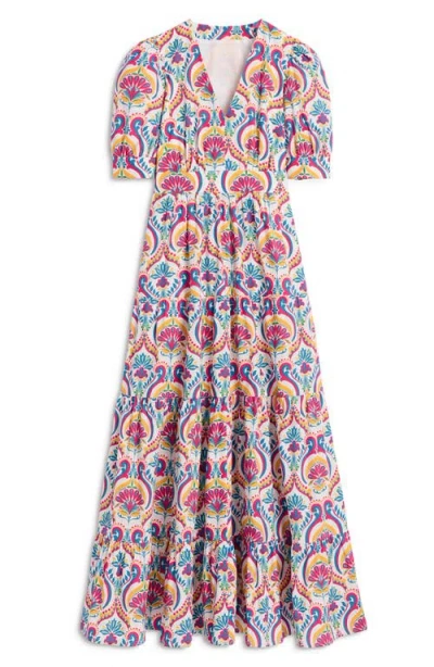 Boden Bella Puff Sleeve Tiered Maxi Sundress In Multi