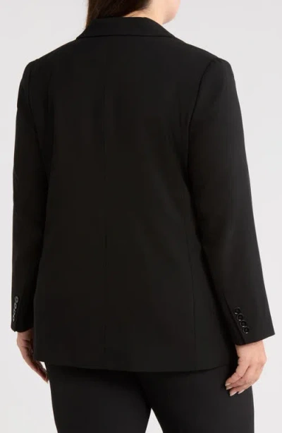 Ralph Lauren Lauren  Double Breasted Stretch Wool Crepe Blazer In Black