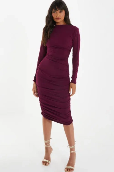 Quiz High Neck Long Sleeve Midi Dress