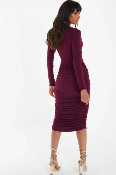 Quiz High Neck Long Sleeve Midi Dress