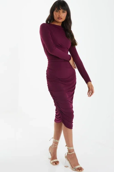 Quiz High Neck Long Sleeve Midi Dress
