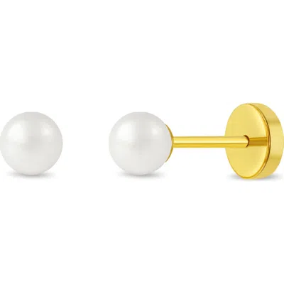 In Season Jewelry 18k Freshwater Pearl Push Back Earrings In Gold