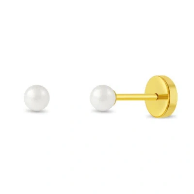 In Season Jewelry 18k Freshwater Pearl Push Back Earrings In Gold