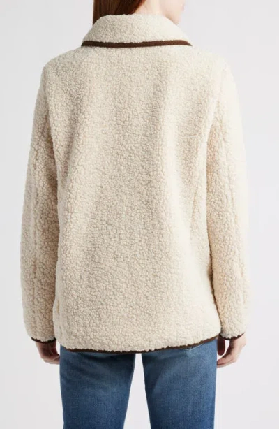 Bernardo Contrast Trim Faux Shearling Jacket In Neutral