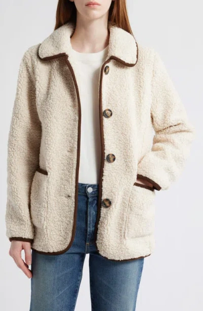 Bernardo Contrast Trim Faux Shearling Jacket In Neutral
