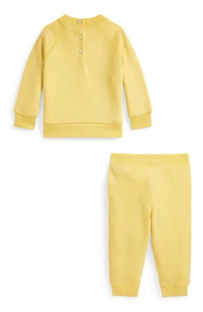 Ralph Lauren Embroidered French Terry Sweatshirt & Joggers Set In Yellow
