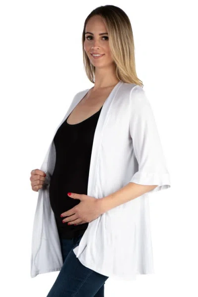 24seven Comfort Apparel Maternity Open Front Elbow Length Sleeve Cardigan