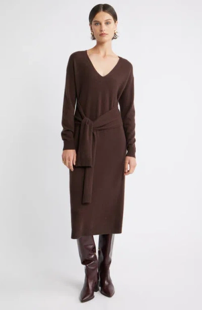 Nordstrom Long Sleeve Wool & Cashmere Blend Sweater Dress In Brown