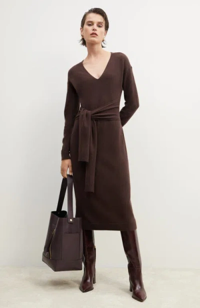 Nordstrom Long Sleeve Wool & Cashmere Blend Sweater Dress In Brown