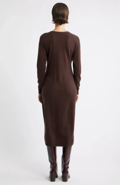 Nordstrom Long Sleeve Wool & Cashmere Blend Sweater Dress In Brown