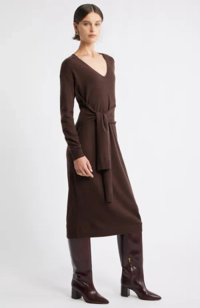 Nordstrom Long Sleeve Wool & Cashmere Blend Sweater Dress In Brown