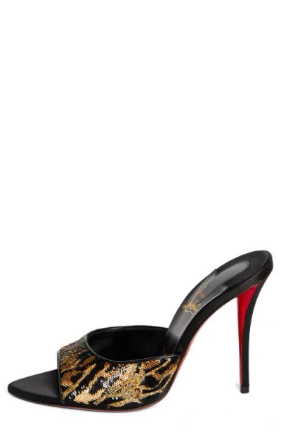 Christian Louboutin Miss Z Ocelot Sequin Silk Sandal