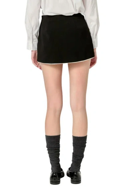 English Factory Contrast Faux Wrap Mini Skort