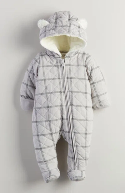 Nordstrom Ear Appliqué Quilted Faux Fur Lined Hooded Bunting In Gray