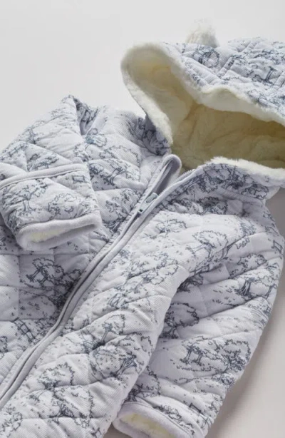 Nordstrom Ear Appliqué Quilted Faux Fur Lined Hooded Bunting In Gray
