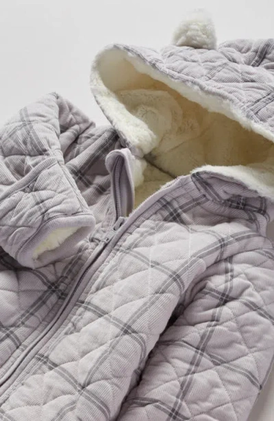 Nordstrom Ear Appliqué Quilted Faux Fur Lined Hooded Bunting In Gray