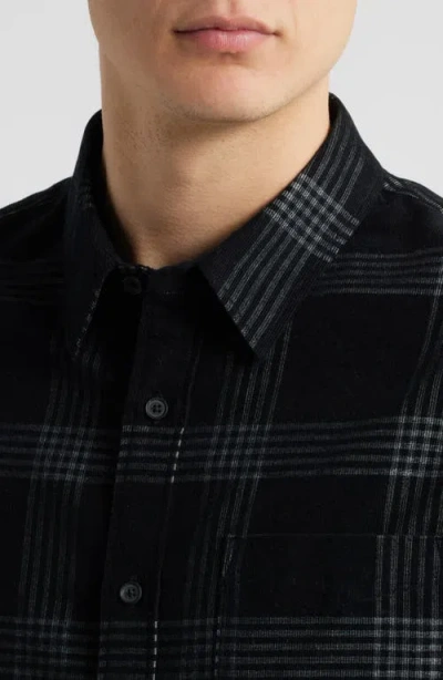 Vince Plaid Corduroy Button-up Shirt In Black