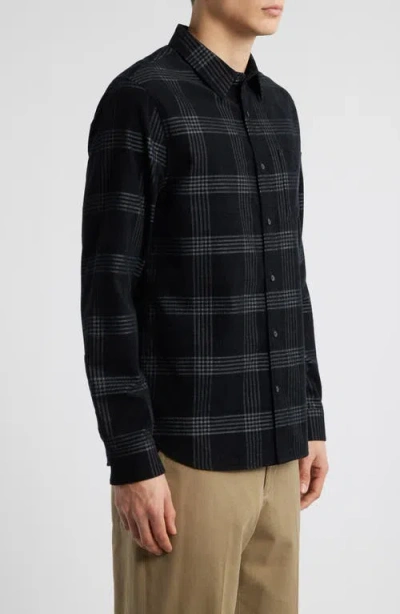 Vince Plaid Corduroy Button-up Shirt In Black