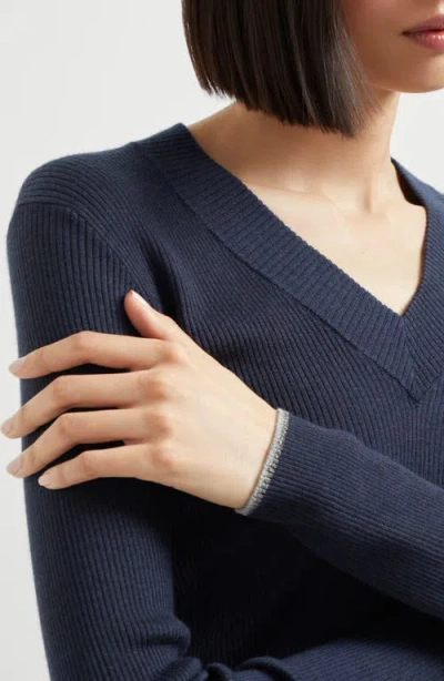 Brunello Cucinelli Lightweight Sweater With Sparkling Cuffs