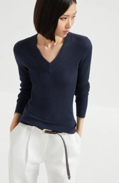 Brunello Cucinelli Lightweight Sweater With Sparkling Cuffs
