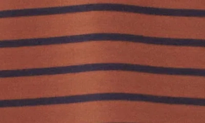 English Factory Stripe Puff Sleeve Knit Top In Brown
