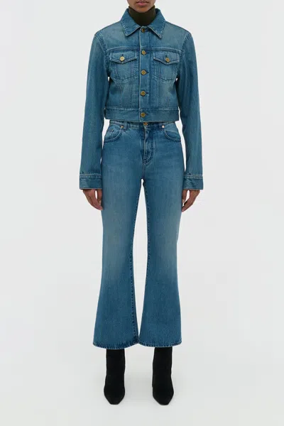 Gabriela Hearst Ezra Bootcut Cropped Jean In Uruguayan Blue Recycled Cotton Denim