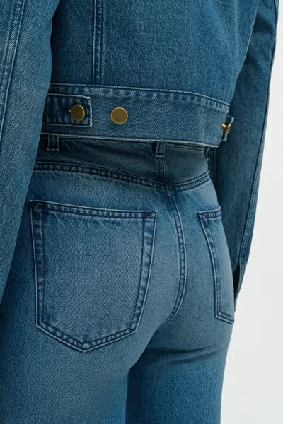 Gabriela Hearst Ezra Bootcut Cropped Jean In Uruguayan Blue Recycled Cotton Denim