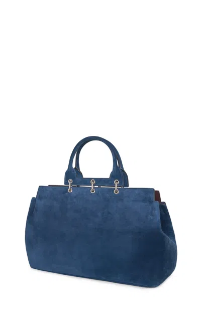 Gabriela Hearst Large Amethyst Bag In Navy Suede