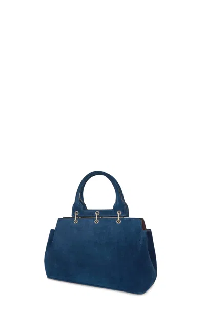 Gabriela Hearst Small Amethyst Bag In Navy Suede
