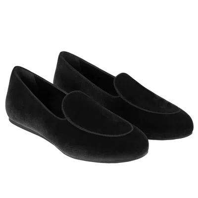 Charles Philip Black Velvet Unisex Loafer In Black